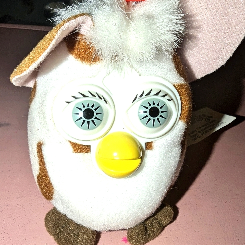Vintage Furby Plush Toy - White and Brown